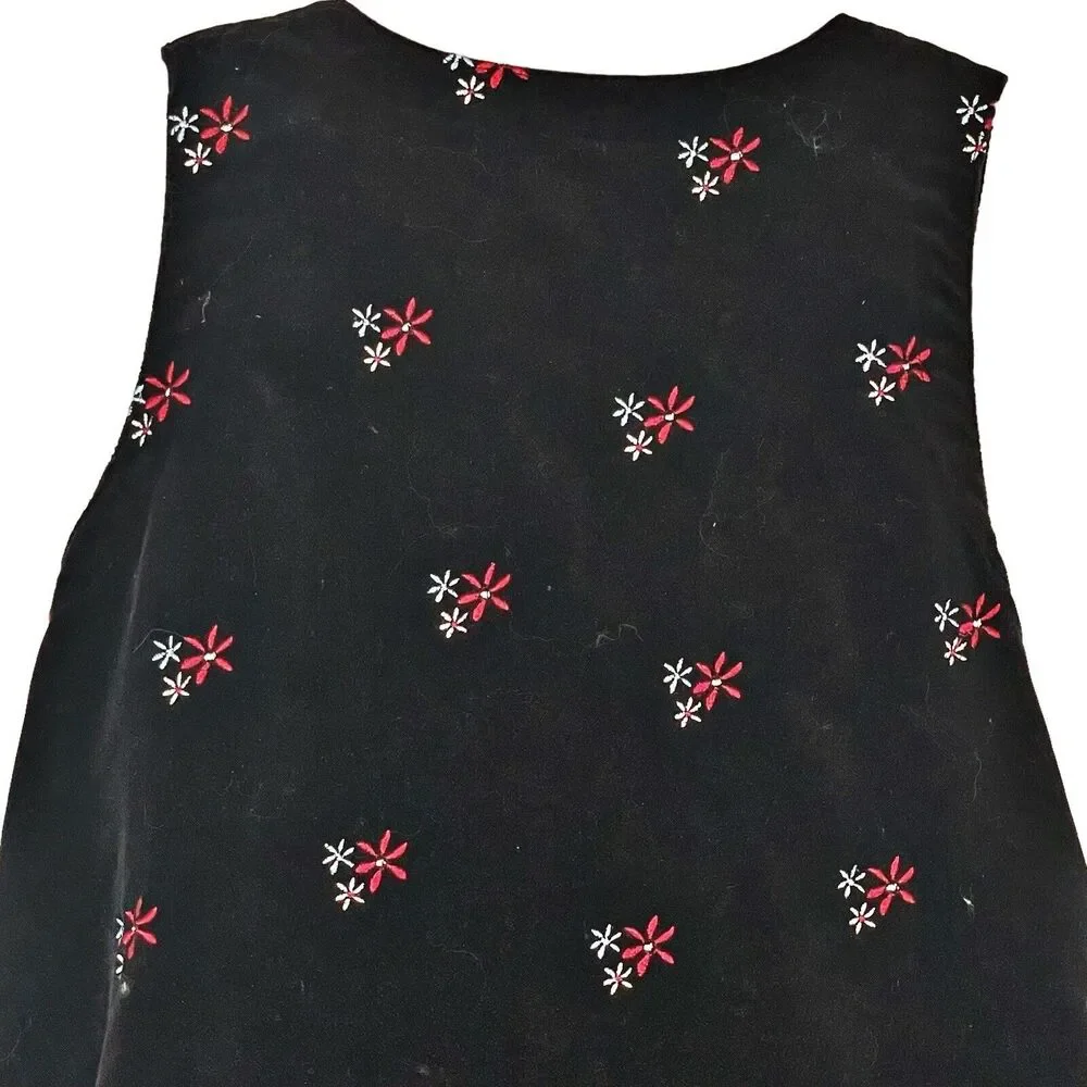 Hanna Andersson Black Velvet Embroidered Floral Wrap Pink Lined Dress Sz 5/110EU
